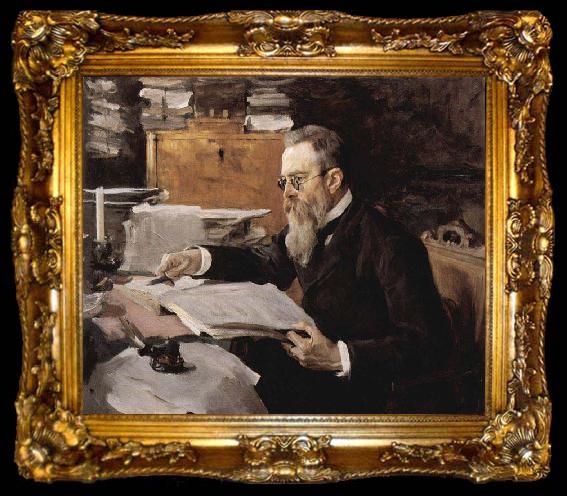 framed  Valentin Serov Portrait of Nikolai Rimsky Korsakov 1898, ta009-2